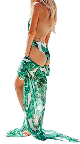 Uniquestyle Damen Sommer Kimono Cardigan Strand Chiffon Bluse Tops Boho Bikini Cover Up Palm Leaf One Size von Uniquestyle