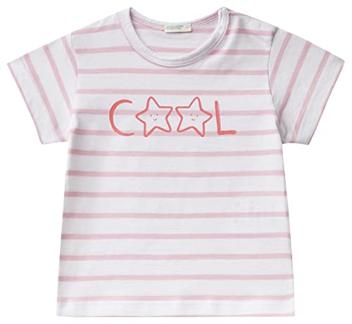 United Colors of Benetton Baby-Mädchen 3i6ta102x T-Shirt, Muster mit Streifen Rosa und Weiß 904, 62 cm von United Colors of Benetton