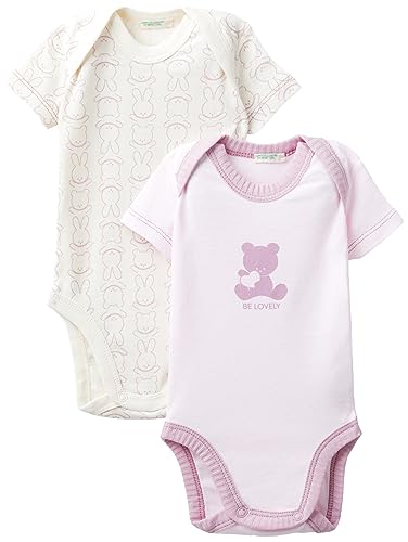 United Colors of Benetton Baby-Mädchen Set 2 Body 3GI70B00H Kleinkind-Strampelanzug, Rosa Tenue 1W0, 62 von United Colors of Benetton