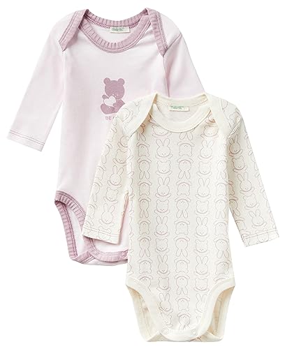 United Colors of Benetton Baby-Mädchen Set 2 Body 3GI70B00J Kleinkind-Strampelanzug, Rosa Tenue 1W0, 82 von United Colors of Benetton