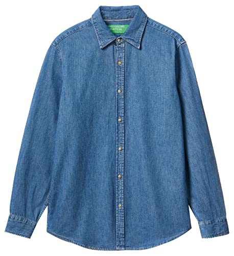 United Colors of Benetton Herren Camicia 5FV6UQ001 Bluse, Blu Denim 902, XXL von United Colors of Benetton