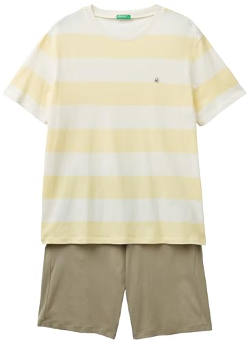 United Colors of Benetton Herren Pig(T-Shirt+Short) 3ers4p025 Pyjamaset, Mehrfarbig 901, L von United Colors of Benetton