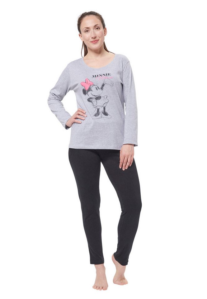 United Labels® Schlafanzug Disney Minnie Mouse Schlafanzug für Damen Grau/Schwarz von United Labels®