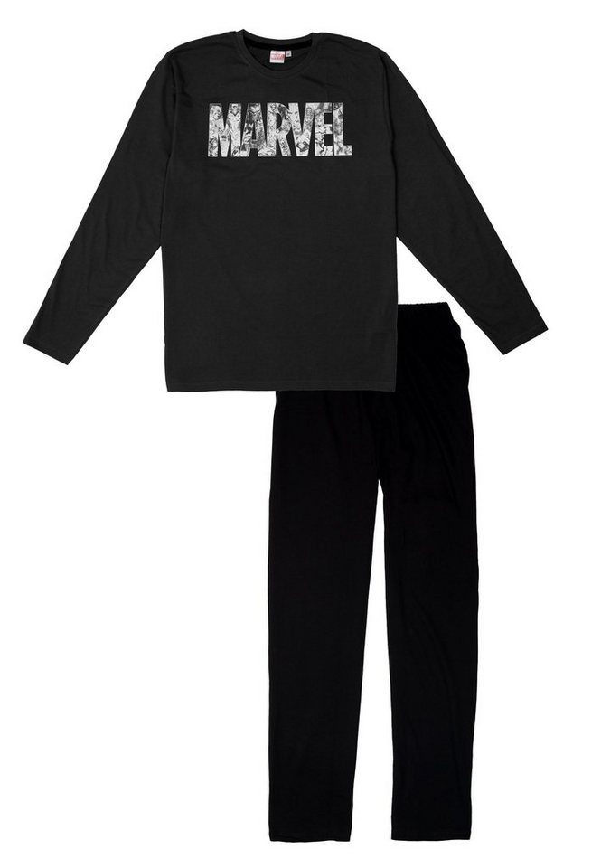 United Labels® Schlafanzug Marvel Schlafanzug für Herren - Pyjama Set Langarm Oberteil Schwarz von United Labels®