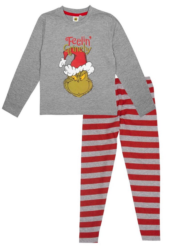 United Labels® Schlafanzug The Grinch Schlafanzug Kinder Pyjama Set Langarm Grau/Rot von United Labels®