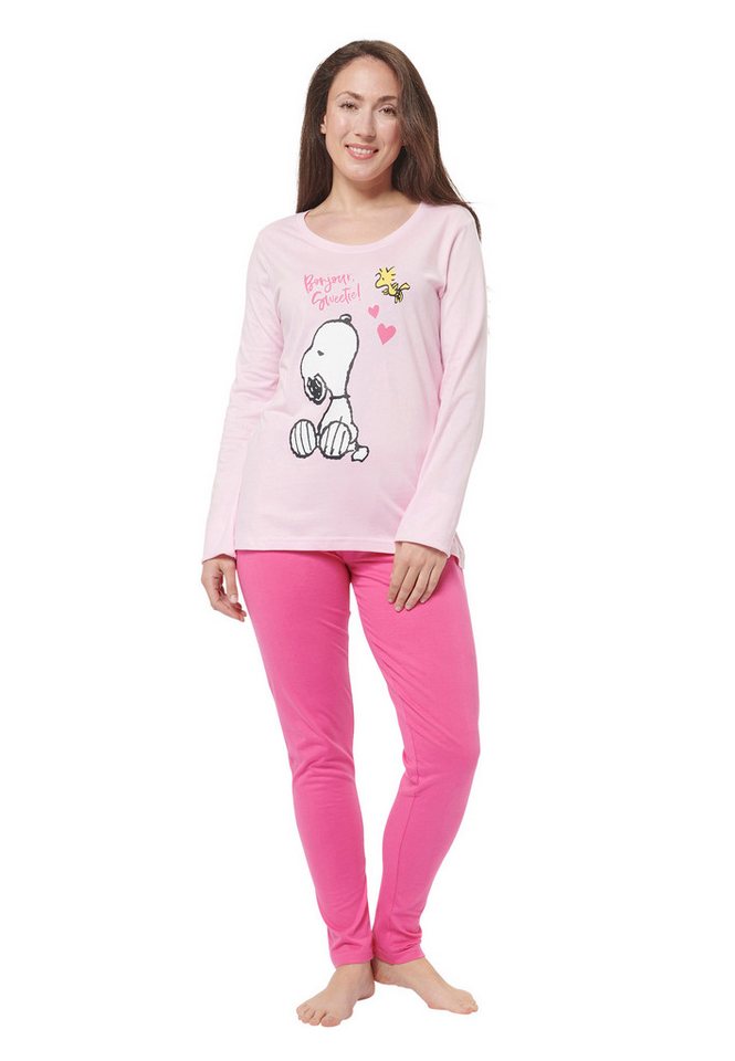 United Labels® Schlafanzug The Peanuts Snoopy Schlafanzug Damen - Pyjama Set Langarm Rosa/Pink von United Labels®