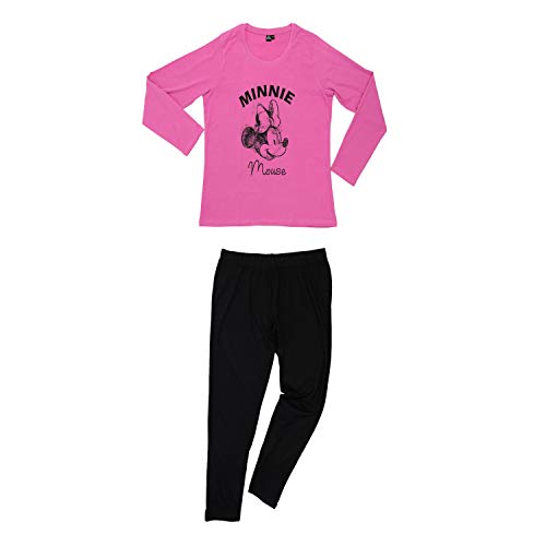 Disney Minnie Mouse Damen Pyjama Schlafanzug Set Langarm Oberteil mit Hose Pink/Schwarz Gr. XL von United Labels