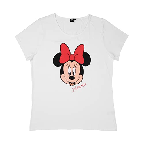 Disney Minnie Mouse T-Shirt für Damen Oberteil Frauen Shirt Top Weiß (as3, Alpha, x_l, Regular, Regular, XL) von United Labels