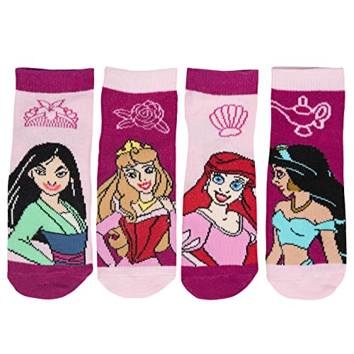 Disney Princess Socken für Mädchen Kinder Kindersocken Sneaker Mehrfarbig Bunt (4er Pack) (as3, numeric, numeric_27, numeric_30, regular, 27-30) von United Labels