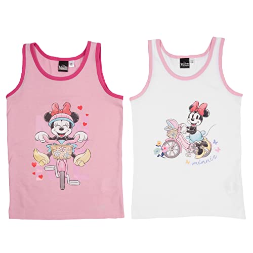 Disney Unterhemd für Mädchen - Minnie Mouse Kinder Tank Top Hemdchen Rosa/Weiß (2er Pack) (as3, Numeric, Numeric_110, Numeric_116, Regular, 110-116) von United Labels
