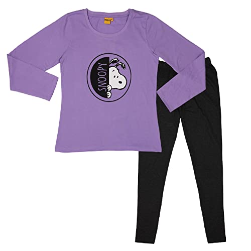The Peanuts Schlafanzug für Damen Snoopy - Frauen Pyjama Set Langarm Oberteil mit Hose Lila/Schwarz (as3, Alpha, m, Regular, Regular) von United Labels