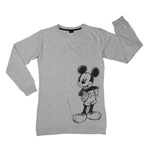 Disney Mickey Mouse Nachthemd für Damen Schlafshirt Pyjama langärmlig Lange Ärmel Oberteil Grau (L) von United Labels