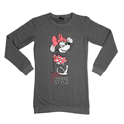 Disney Minnie Mouse Nachthemd für Damen Schlafshirt Pyjama Langarm Oberteil Grau (S) von United Labels