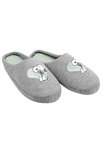 United Labels The Peanuts Hausschuhe für Damen Snoopy - Herz Puschen Slipper Pantoffeln Grau (eu_footwear_size_system, adult, women, numeric_range, medium, numeric_41, numeric_42) von United Labels