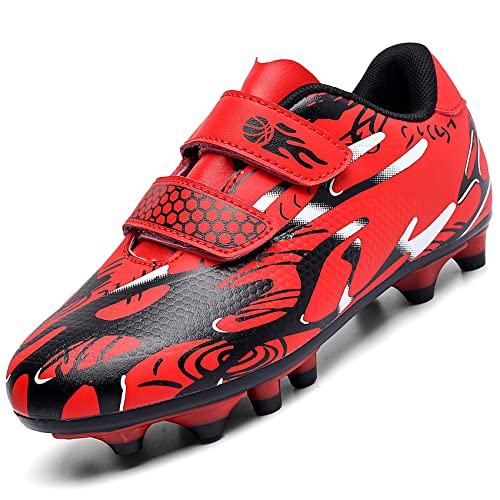 Unitysow Fußballschuhe Jungen Professionelle Fussballschuhe Kinder Athletics Trainingsschuhe Sportschuhe Mädchen Outdoor Spikes Football Schuhe,Rot,Gr.33 von Unitysow