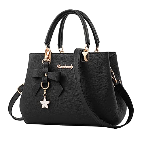 Bommel Anhänger Für Taschen Damen Tote Bag Mode Handtaschen Damen Geldbörse Satchel Schultertasche Tote Ledertasche für Damen Taschen Von Zwei Geldbörse (Black, One Size) von UnoSheng