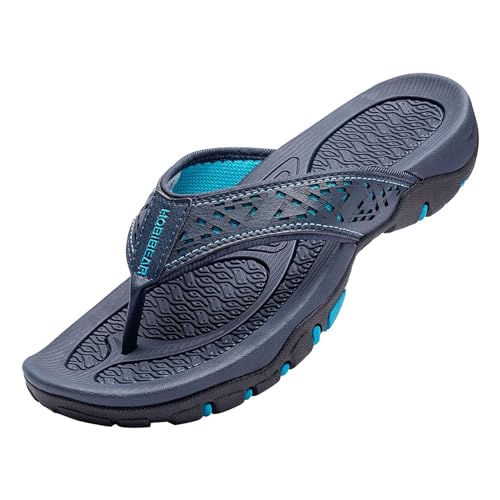 Sportliche Flip-Flops für Herren, lässige Tanga-Strandsandalen, Übergröße, Strandhausschuhe für Herren, Strandhausschuhe für Herren Camp Schuhe Herren Winter (Blue, 40) von UnoSheng