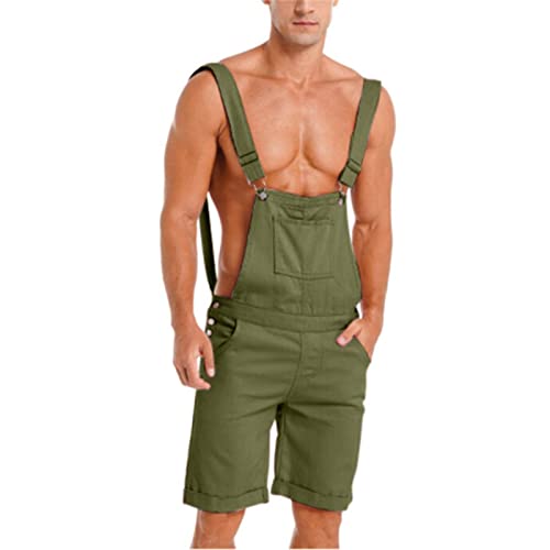 UnoSheng Arbeitshosen Männer Kurz - Latzhosen Für Herren Kurz Latzhose Casual Jumpsuit Sommer Einteiler Overall Hose Arbeitsmode Latzhose Mit Verstellbare Träger Mehrere Taschen Hosenträger Overalls von UnoSheng