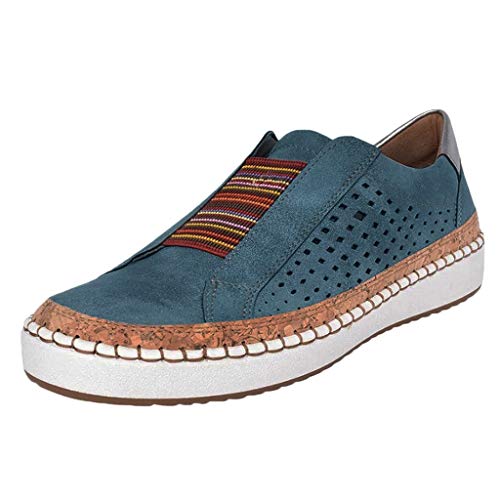 UnoSheng Blaue Schuhe Damen Toe On Slip Hollow-Out Flat Fashion mit Turnschuhen Schuhe Damen Runde Casual Damen Freizeitschuhe Schuhe Damen Sommerschuhe (Blue, 35) von UnoSheng