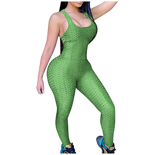 UnoSheng Cellulite Leggings Mit Noppen Großer rückenfreier Yoga-Übungs-Fitness-Hosen-Overall für Damen Lederimitat Damen (Green, XXXXXL) von UnoSheng