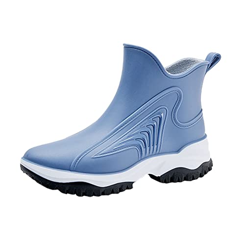 UnoSheng Damen Regenstiefel Kurz Schwarz Gummistiefel Wasserdicht Rutschfest Rain Boots Outdoor Boots Rain Boot Sommer Outdoor Boots Stiefel Aquaschuhe Angelstiefel Stiefel von UnoSheng