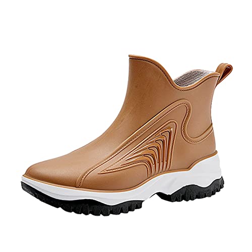 UnoSheng Damen Regenstiefel Kurz Schwarz Gummistiefel Wasserdicht Rutschfest Rain Boots Outdoor Boots Rain Boot Sommer Outdoor Boots Stiefel Aquaschuhe Angelstiefel Stiefel von UnoSheng