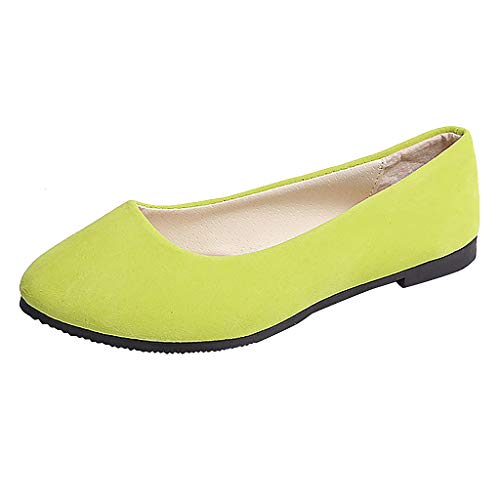 UnoSheng Damen Schuhe Mit Absatz Pumps Sommer Frauen solide große Größe rutscht auf flachen flachen Komfort beiläufige einzelne Schuhe Damen Schuhe Elegant Pumps Silber (Light Green, 39) von UnoSheng