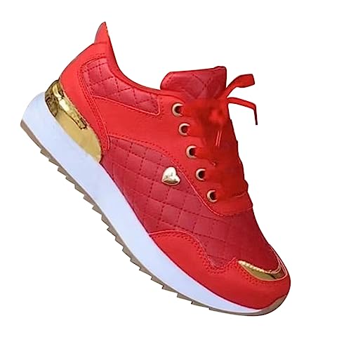 UnoSheng Damenschuhe Schwarz 41 Atmungsaktive, farblich passende Freizeit-Laufschuhe für Damen Damen Sneaker Türkis (Red, 36) von UnoSheng