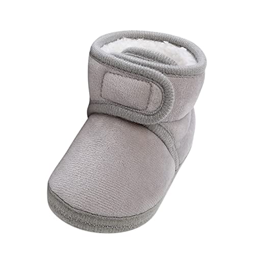 UnoSheng Einsatz Winter Babyschuhe Fleece warme Booties Schuhe Mode einfarbige rutschfeste atmungsaktive Kleinkindstiefel Matschhose Mit Füßen (Grey, 23 Toddler) von UnoSheng