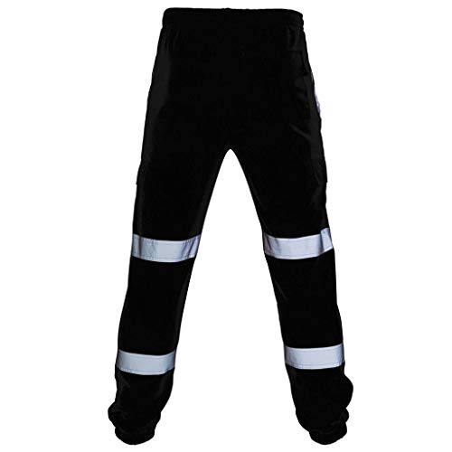 UnoSheng Feuerwehr Hose Herren Orange Warnschutzhose - Arbeitshose Herren Stretch Warnschutz Reflektierende Funktionshose Sicherheitshose Schutzhose Stretch Jogginghose Elastische Taille Outdoorhose von UnoSheng