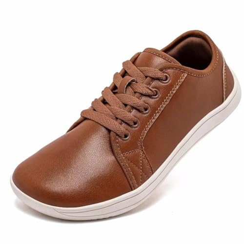 UnoSheng Find Damen Schuhe 40 Breite, minimalistische Damen-Sneaker, Barfuß-, lässige Wanderschuhe, Tiefe Schnürung, leicht, bequem Pons Damenschuhe (Brown, 37) von UnoSheng