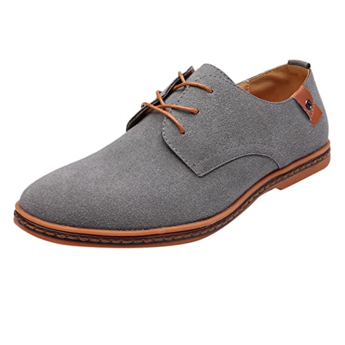 UnoSheng Herren Schuhe Wasserdicht Wandern Herrenmode Casual Solid Lace Up Oxfords Lederschuhe Herren Business Schuhe Laufschuhe Schuhe Herren (Grey, 43) von UnoSheng