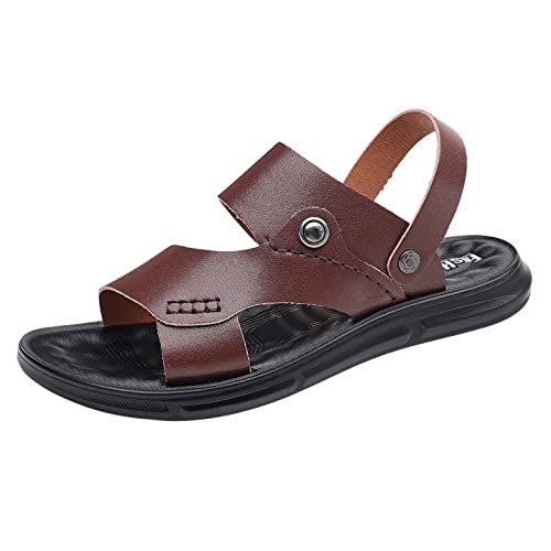 UnoSheng Herren Sport Sandalen Athletic Summer Beach Slides Schuhe Outdoor Wandern Tanga Flip Flops Sandalen Schuhe Herren Blau (Brown, 43) von UnoSheng