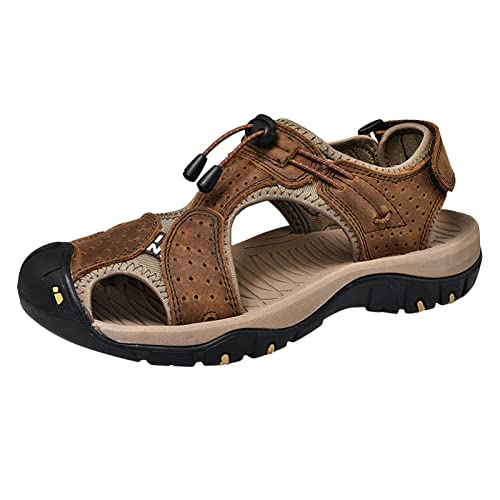 UnoSheng Herren Sport Sandalen Sommer Strand Slides Schuhe Outdoor Wandern Tanga Flip Flops Sandalen Watschuhe Schuhe Herren Walking (Brown, 41) von UnoSheng