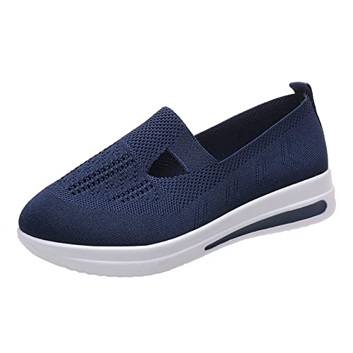 UnoSheng Klein Damen Schuhe 38, einfarbig, Mesh, atmungsaktiv, Dicke Sohle, Bequeme, lässige Turnschuhe Damenschuhe Blau (Blue, 37) von UnoSheng