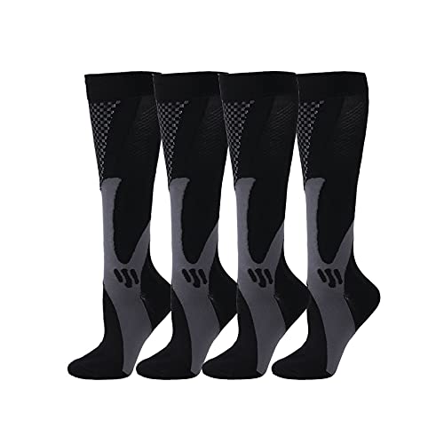 UnoSheng Kompressionsstrümpfe gemischtes Nylonüber das Knie gehen Frau Männer Socken Herren Fahrrad (Black, XXL) von UnoSheng