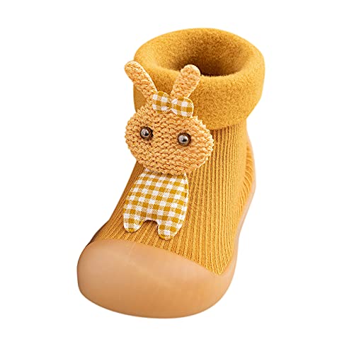 UnoSheng Mädchen Schuhe 27 Kinder Kleinkind Baby Jungen Mädchen Solide Warm Stricken Weiche Sohle Gummischuhe Socken Pantoffel Strumpf Wasserschuhe Kinder 25 (Yellow, 24-25) von UnoSheng