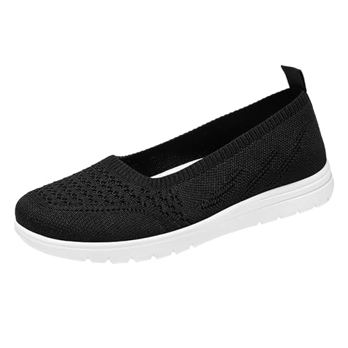 UnoSheng Schuhe Damen Pumps Schwarz Riemchen Weiche orthopädische Damenschuhe, atmungsaktiv, gewebt, zum Gehen, Slip-on-Schaumstoffschuhe, Freizeitschuhe Damenschuhe Pumps Rot (Black, 39) von UnoSheng