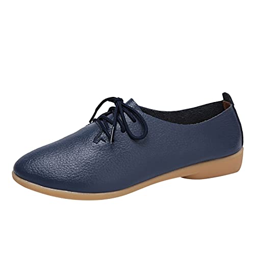 UnoSheng Schuhe Damen Rot 41 Pumps Mode Frauen atmungsaktive Spitze up Schuhe Wohnung beiläufige Schuhe Damenschuhe Pumps (Dark Blue, 38) von UnoSheng