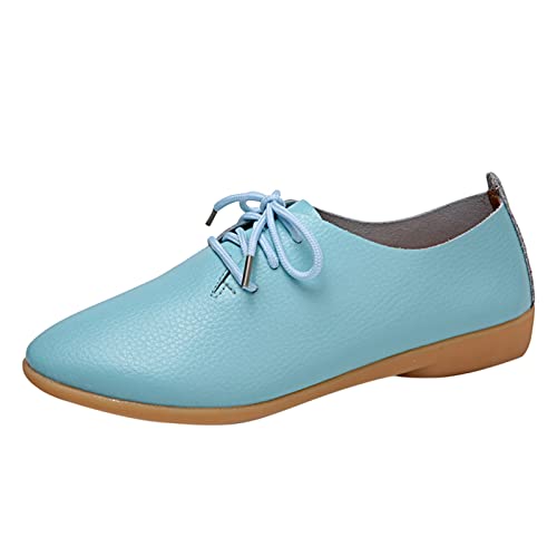 UnoSheng Schuhe Damen Rot 41 Pumps Mode Frauen atmungsaktive Spitze up Schuhe Wohnung beiläufige Schuhe Damenschuhe Pumps (Light Blue, 37) von UnoSheng