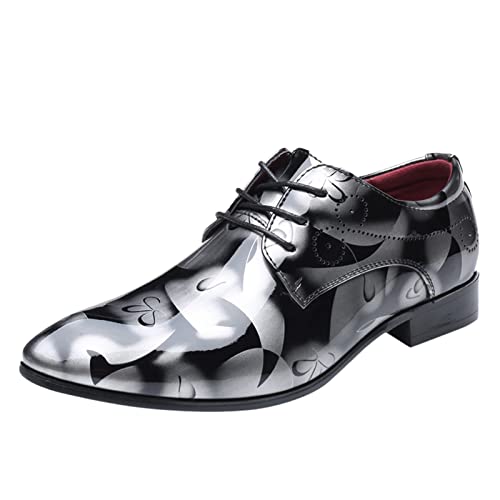 UnoSheng Schuhe Größer compatible with Machen Herren Schuhe im klassischen Stil für Herren zum Hineinschlüpfen aus PU- mit niedriger Gummisohle und Blockabsatz La Trainer Schuhe Herren 44 (Grey, 45) von UnoSheng