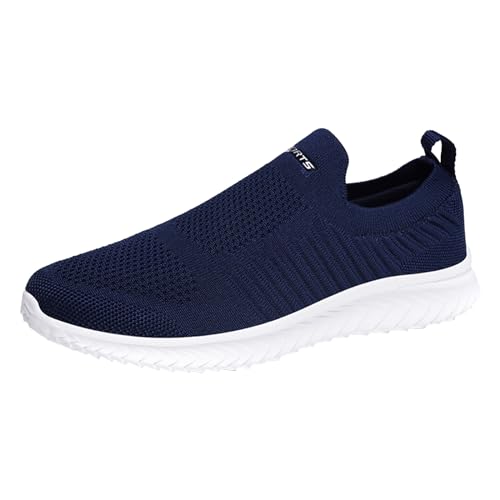 UnoSheng Schuhe Herren Mirco Atmungsaktive Sport-Freizeitschuhe für Herren und Damen, leichte Walk-Lauf-Sneaker Herren Schuhe Extra Weit (Dark Blue, 44) von UnoSheng