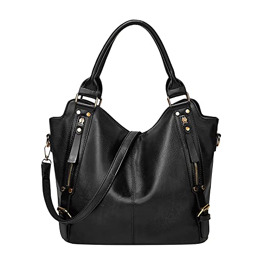 UnoSheng Taschen Damen Groß Billig Mode Frauen Einfarbig Reißverschluss HnadBag Handytasche Umhängetasche Umhängetasche Nähbuch Taschen Für Anfänger (Black, One Size) von UnoSheng