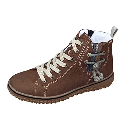 UnoSheng Trekkingschuhe Damen Wasserdicht Frauen warm Plus Größe beiläufige flache Schuhe Keile Jack Kinder (Coffee, 43) von UnoSheng