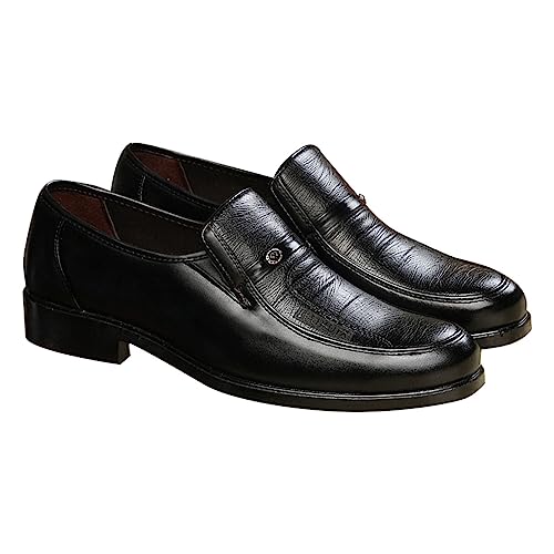 UnoSheng Übergrößen Herren Schuhe Schwarze Herren-Kleiderschuhe, Tanzschuhe, bequem, rutschfest, Loafer, Kleid, Lederschuhe, Arbeit, Büro, Herren-Lederschuhe mit runder Zehenpartie Herren (Black, 38) von UnoSheng