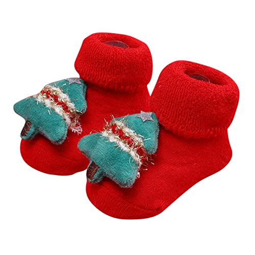 UnoSheng Weihnachten Baby Socken Kleinkind Jungen Mädchen Kinder Socken Weiche Sohle rutschfeste Kleinkind Schuhe Socken Prinzessin Socken Bodensocken Kleinigkeiten Weihnachten von UnoSheng