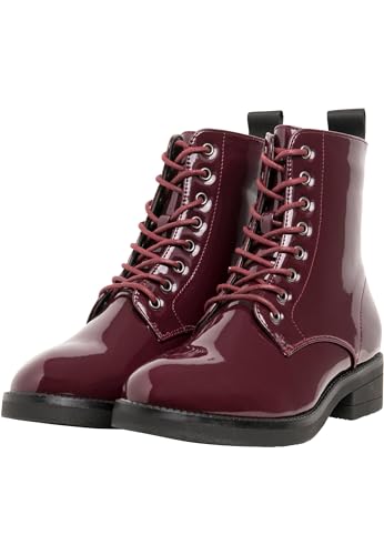 Urban Classics Damen Lace Boot Stiefelette, Burgundy von Urban Classics