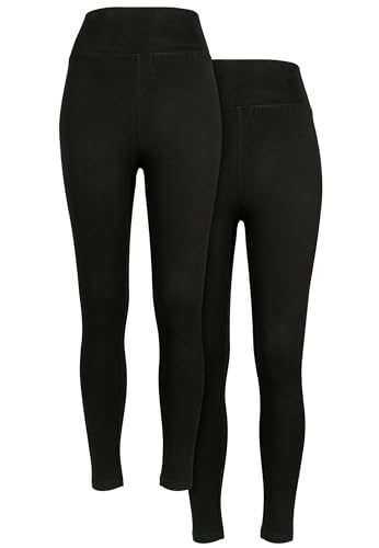 Urban Classics Damen TB2633A-Ladies High Waist Jersey 2-Pack Leggings, Black+Black, L Urban Classics Damen TB2633A-Ladies High Waist Jersey 2-Pack Leggings, Black+Black, L von Urban Classics