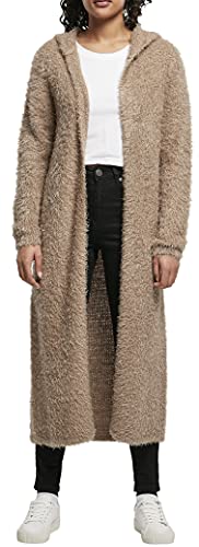 Urban Classics Damen Ladies Hooded Feather Cardigan Kapuzenpullover, softtaupe, M von Urban Classics