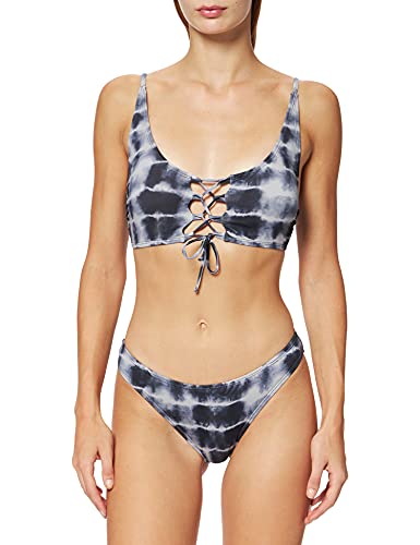 Urban Classics Damen TB4384-Ladies Lace Up Tie Dye Bikini, Black/White, L von Urban Classics